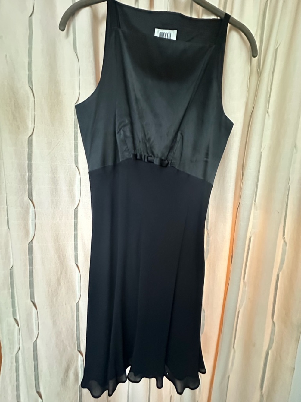 Black Satin-Top Mini  Dress